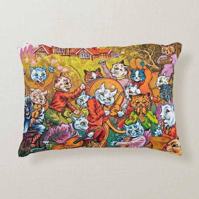 The Band Plays, Louis Wain Accent Pillow (Front)