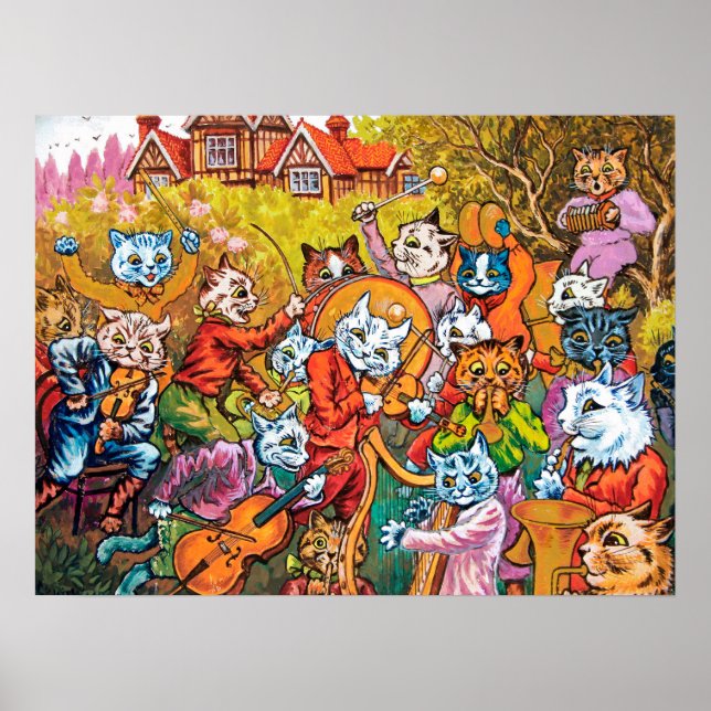 The Band Plays, Louis Wain Poster (Front)