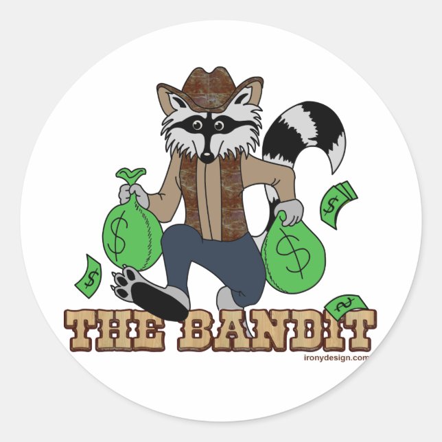 The Bandit Raccoon Classic Round Sticker (Front)