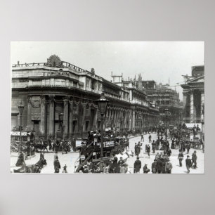 The Bank of England decorated for Queen Poster