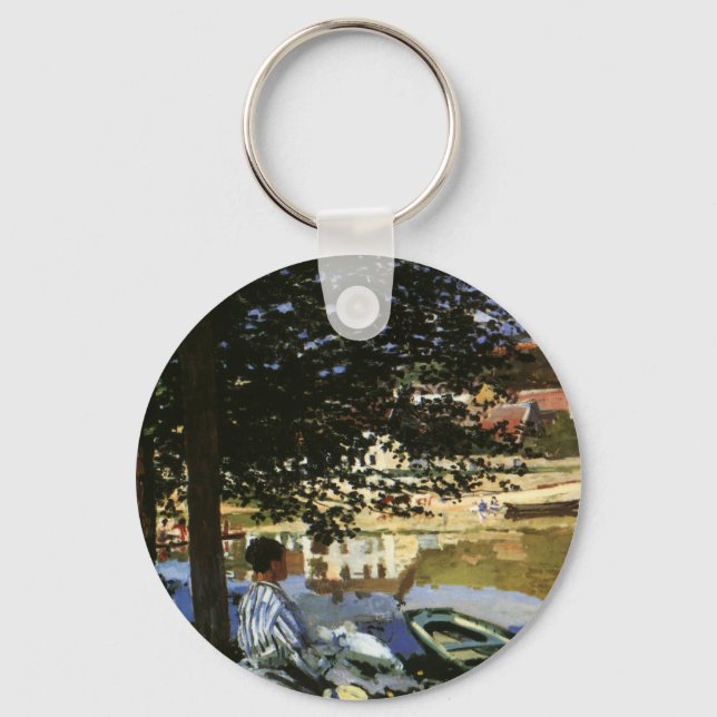The Bank of the Seine, Bennecourt by Claude Monet Keychain (Front)