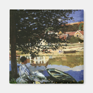 The Bank of the Seine, Bennecourt by Claude Monet Magnet