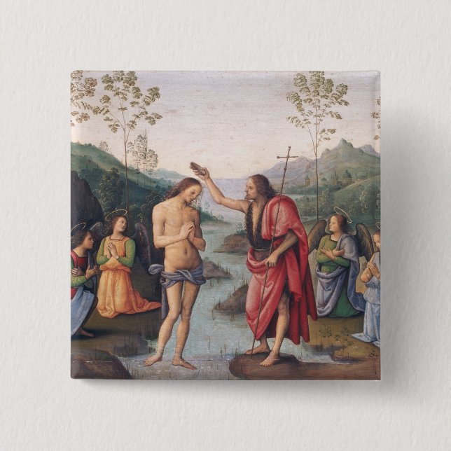 The Baptism of Christ 2 Inch Square Button (Front)