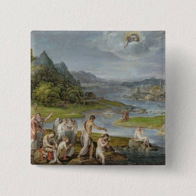 The Baptism of Christ 2 Inch Square Button (Front)