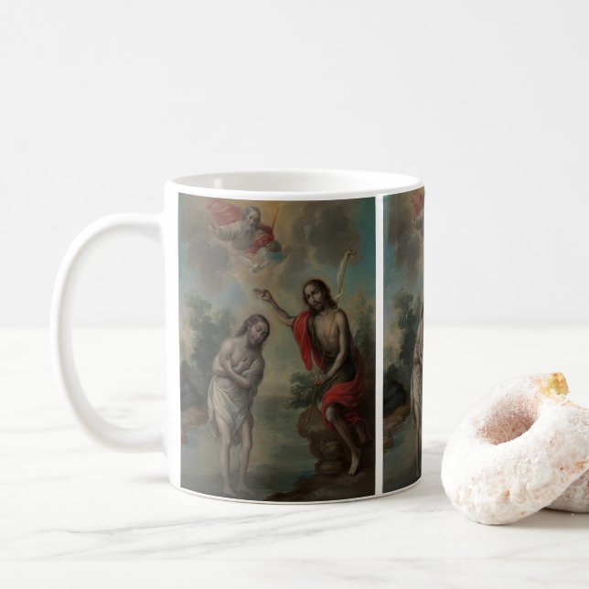 The Baptism of Christ by Nicolás Enríquez Coffee Mug (With Donut)