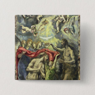 The Baptism of Christ, c.1597 (oil on canvas) 2 Inch Square Button