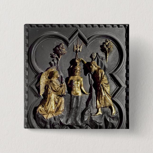 The Baptism of Christ, panel 2 Inch Square Button (Front)