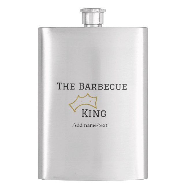 The Barbecue king crownadd name text cooking best  Hip Flask (Front)