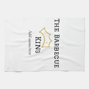 The Barbecue king crownadd name text cooking best Kitchen Towel