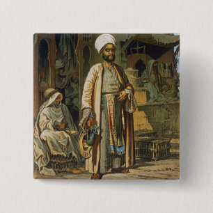 The Barber, from 'Souvenir of Cairo', 1862 (litho) 2 Inch Square Button