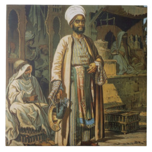 The Barber, from 'Souvenir of Cairo', 1862 (litho) Tile
