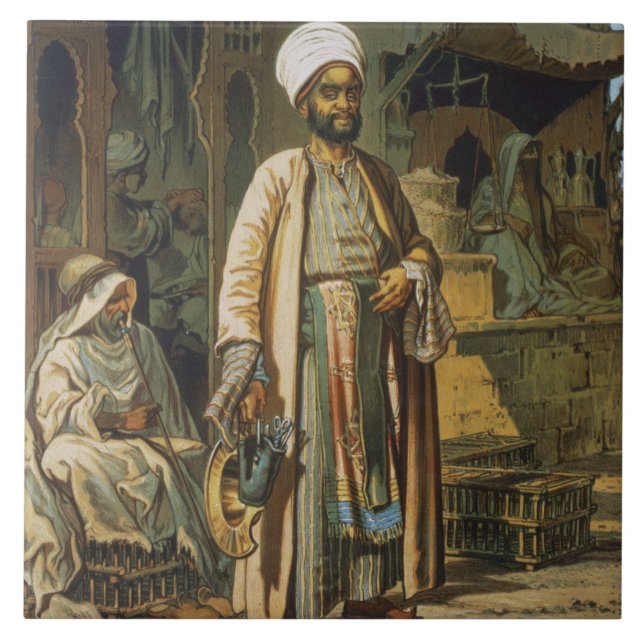 The Barber, from 'Souvenir of Cairo', 1862 (litho) Tile (Front)