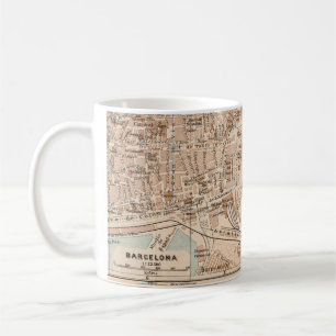 The Barcelona Vintage Map  Coffee Mug