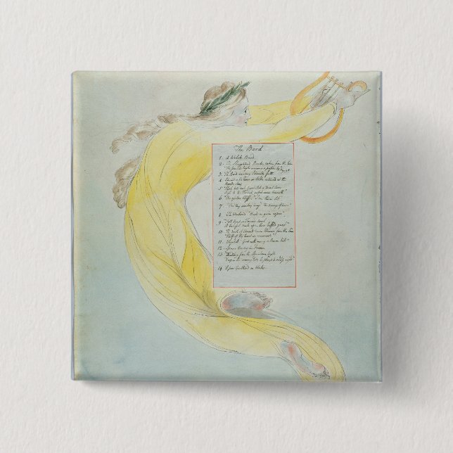 'The Bard', design 52 from 'The Poems of Thomas Gr 2 Inch Square Button (Front)