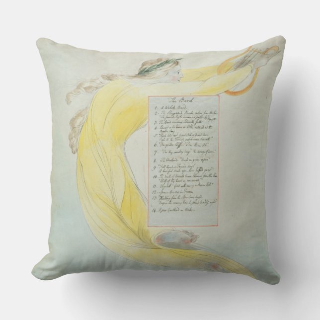'The Bard', design 52 from 'The Poems of Thomas Gr Throw Pillow (Front)