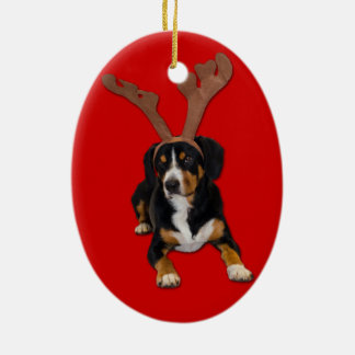 The Barking Reindeer - Entlebucher Christmas Love Ceramic Ornament