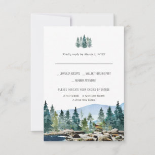 The Barn on Pemi   Watercolor RSVP w/Meal Choice Card