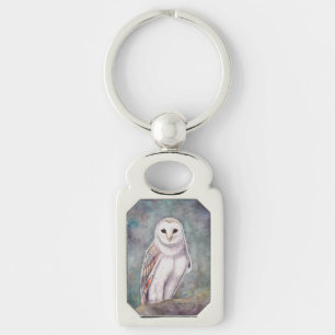 The Barn Owl Wildile Watercolor Art Keychain