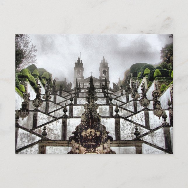 The Baroque staircase of Bom Jesus in Braga Postcard (Front)