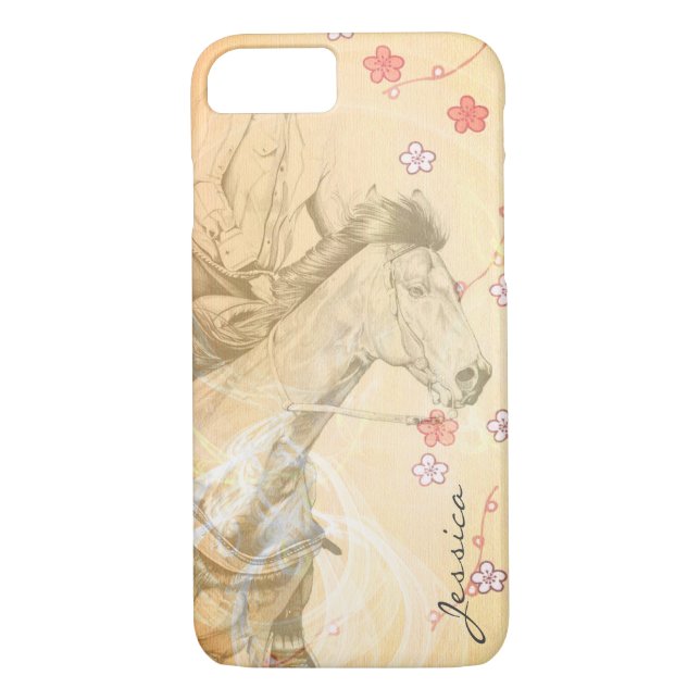 The Barrel Racer (yellow flowered background) Case-Mate iPhone Case (Back)