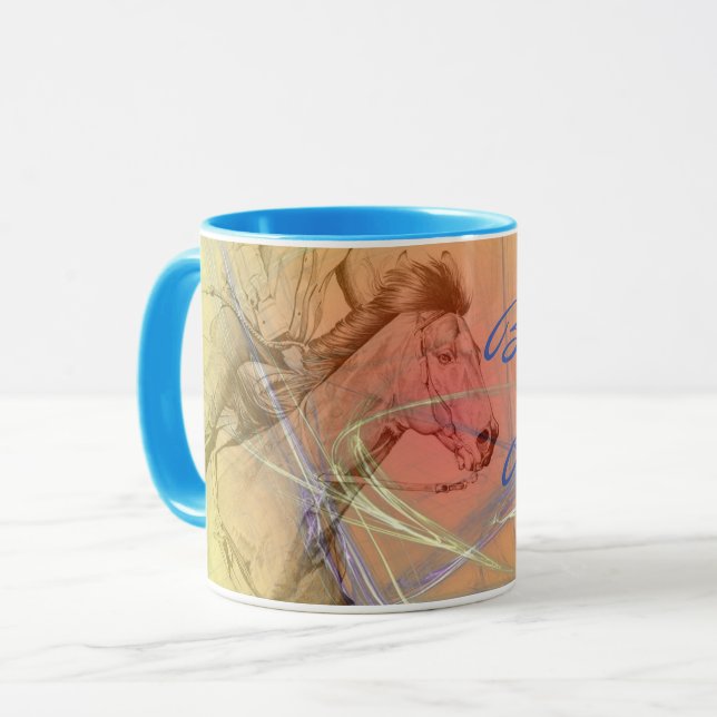 The Barrel Racer (yellow orange swirl) Mug (Front Left)