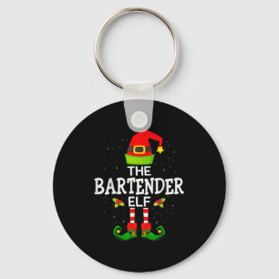 The Bartender Elf Christmas Family Matching Pajama Keychain