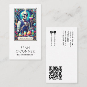 The Bartender Tarot Skeleton QR Business Card
