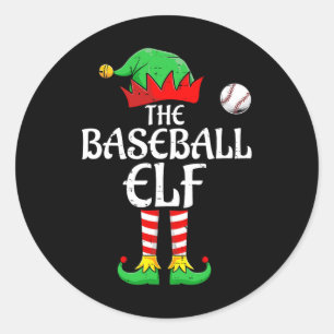 The Baseball Elf Family Matching Group Christmas S Classic Round Sticker