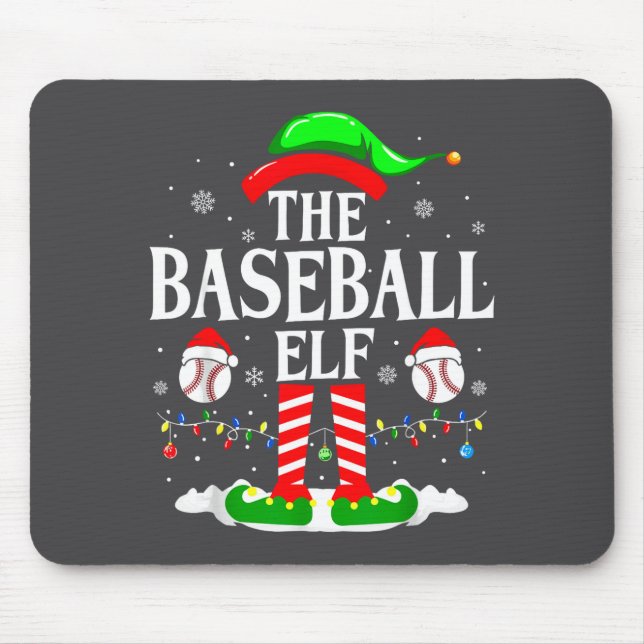 The Baseball Elf Funny Christmas Srt Lovers Xmas E Mouse Pad (Front)