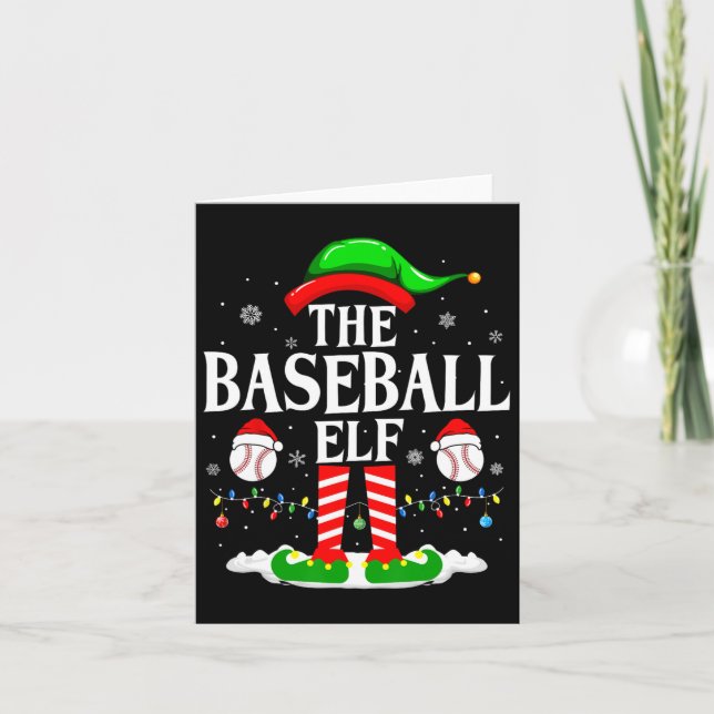 The Baseball Elf Funny Matching Xmas Baseball Chri Card (Front)