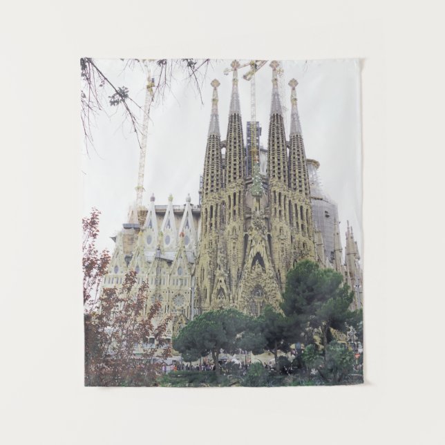 "The Basilica Sagrada Familia in Barcelona, Spain" Tapestry (Front)