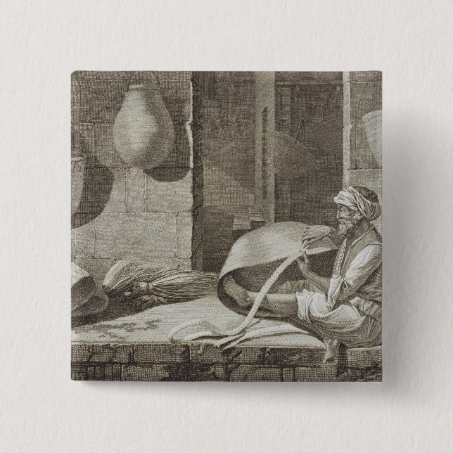 The Basket Maker, from Volume II Arts and Trades o 2 Inch Square Button (Front)