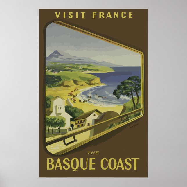 The Basque Coast, France Vintage Travel Poster (Front)