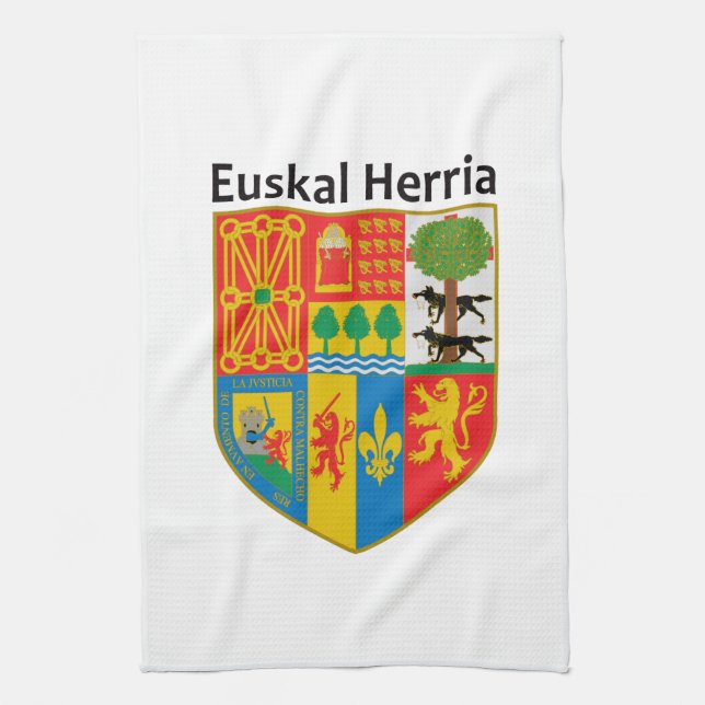 The Basque Country (Euskal Herria) coat of arms, Kitchen Towel (Vertical)
