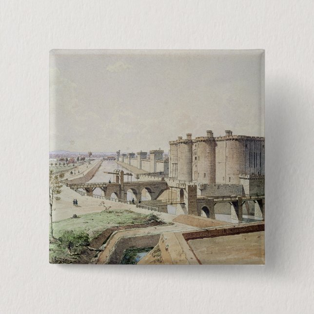 The Bastille in 1420 2 Inch Square Button (Front)