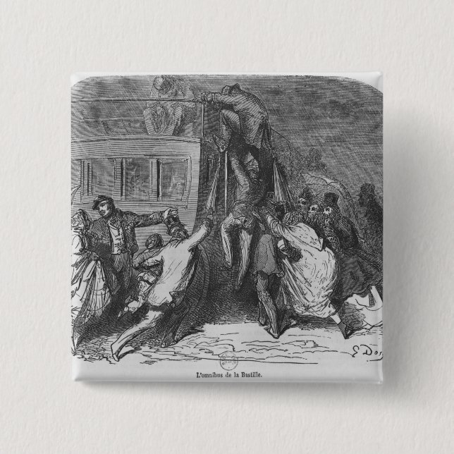 The Bastille omnibus 2 Inch Square Button (Front)