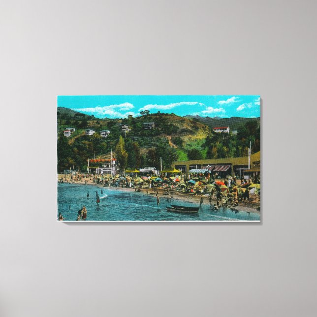 The Bathing Beach at Avalon, Catalina Island Canvas Print (Front)