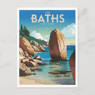 The Baths on Virgin Gorda Vintage Postcard