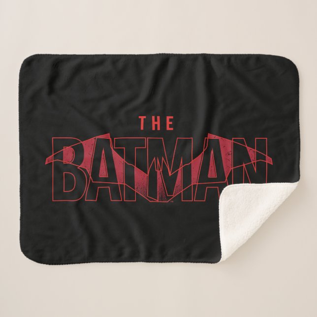 The Batman Bat Overlaid Logo Sherpa Blanket (Front (Horizontal))