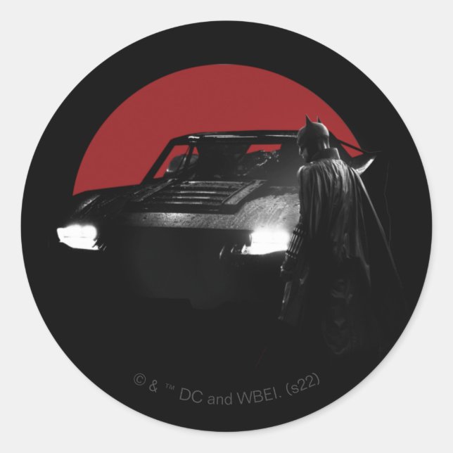 The Batman & Batmobile Graphic Classic Round Sticker (Front)