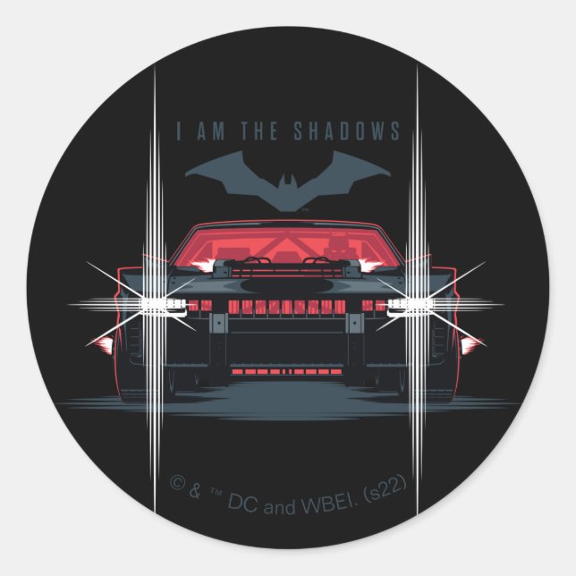The Batman Batmobile - I Am The Shadows Classic Round Sticker (Front)
