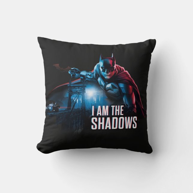The Batman Character Graphic - I Am The Shadows Throw Pillow (Front)