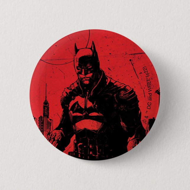 The Batman Comic Book Illustration 2 Inch Round Button (Front)