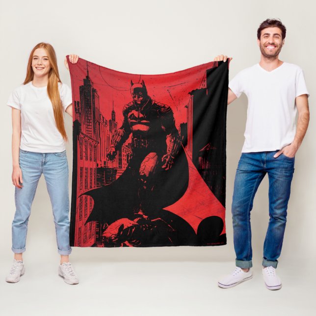 The Batman Comic Book Illustration Fleece Blanket (In Situ)