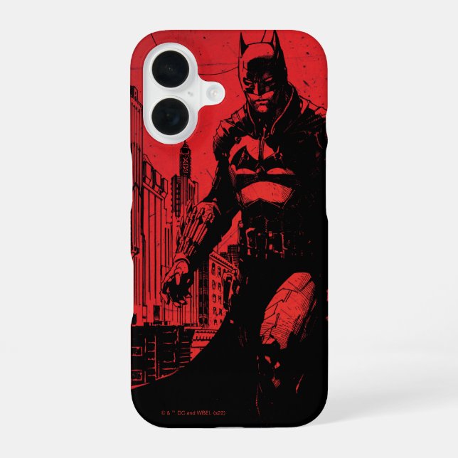 The Batman Comic Book Illustration iPhone 16 Case (Back)