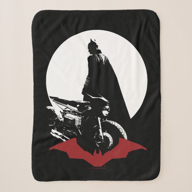 The Batman Motorcycle Silhouette Sherpa Blanket (Front)