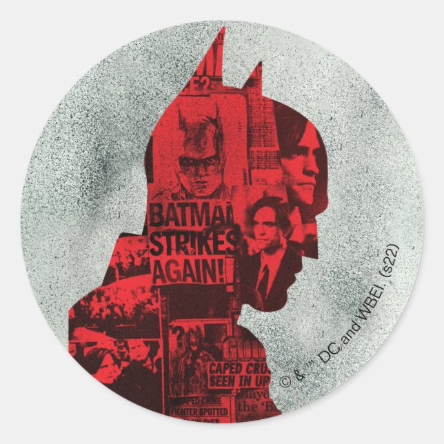 The Batman Newspaper Silhouette Classic Round Sticker (Front)