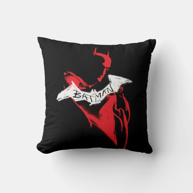 The Batman Spraypaint Outline Throw Pillow (Front)