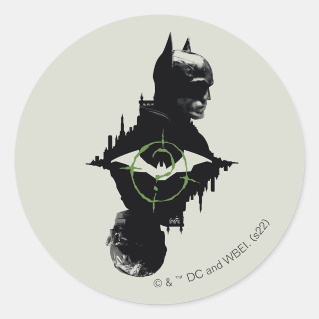 The Batman & The Riddler Dual Character Graphic Classic Round Sticker (Front)