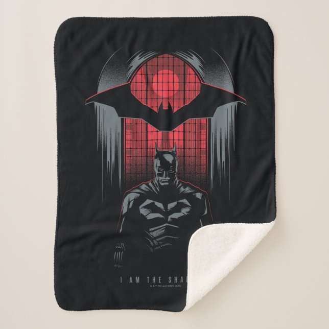 The Batman Window Pane Outline Sherpa Blanket (Front)